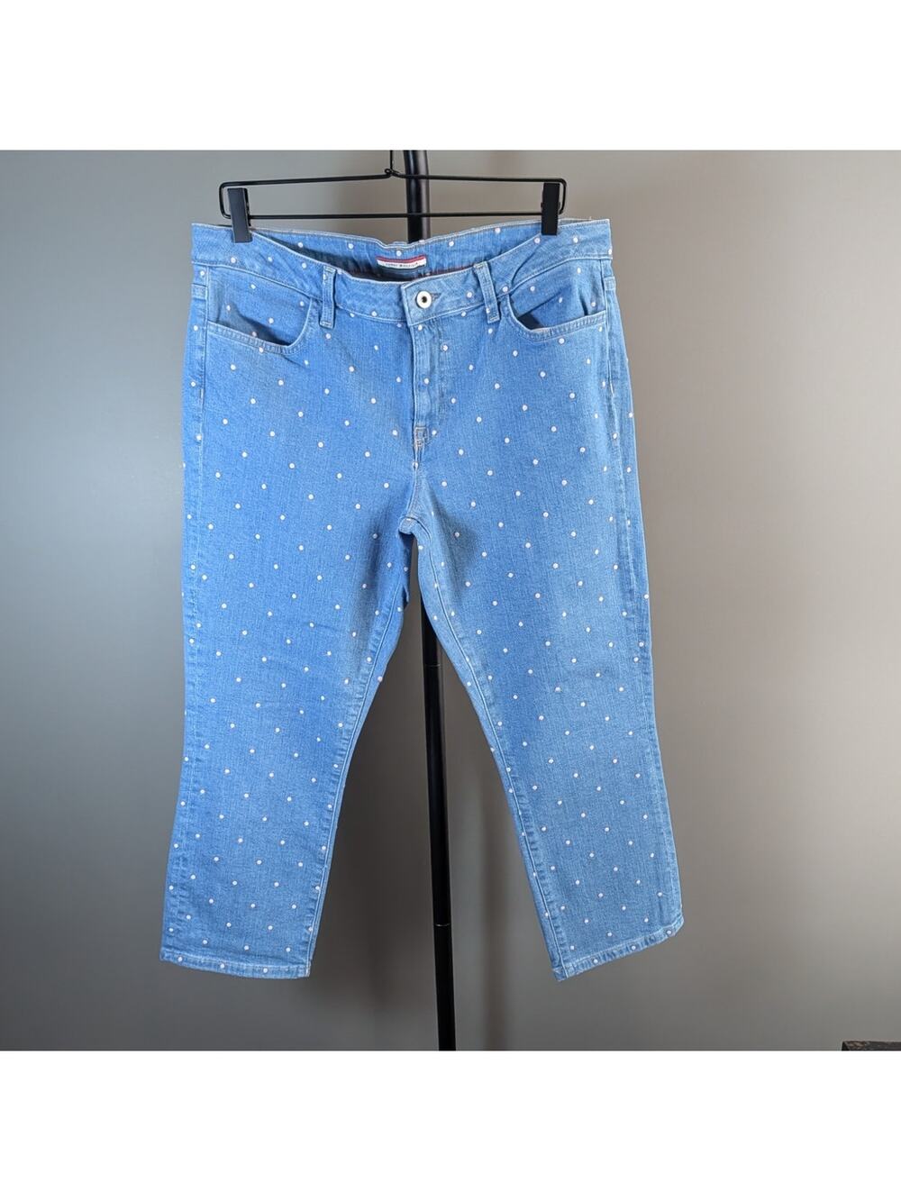 Tommy Hilfiger Crop Capri Jean with Light Pink Polka Dots Size 12